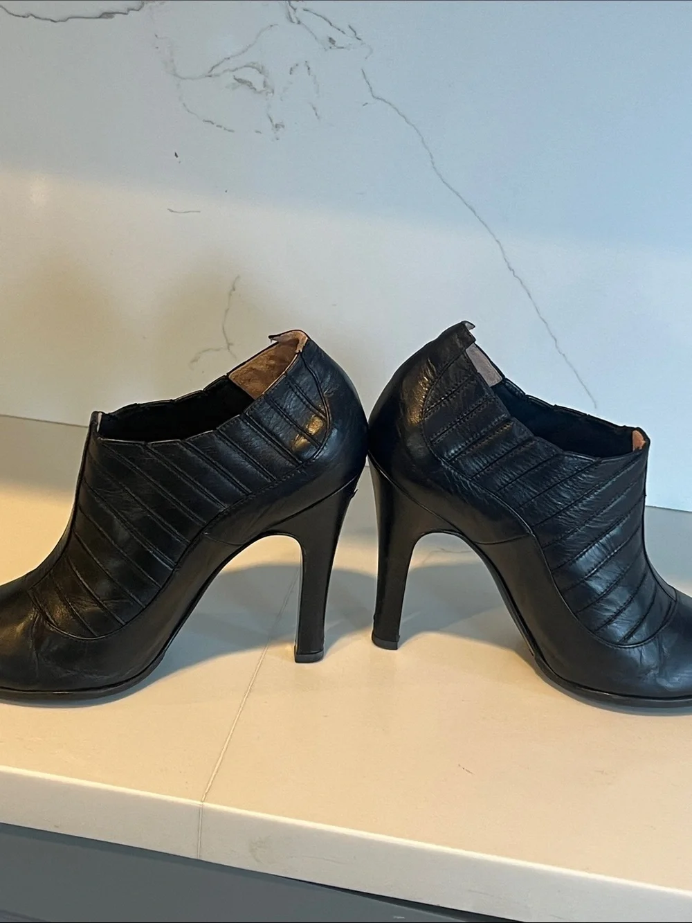 CHANEL Black Quilted Leather Heeled Ankle Booties